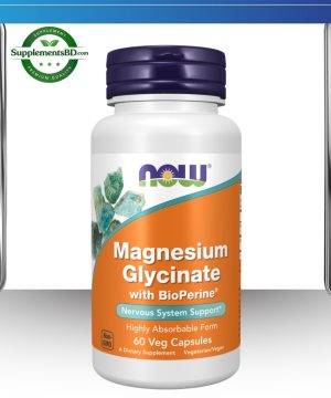 NOW Foods Magnesium Glycinate With BioPerine® (60 Veg Capsules)