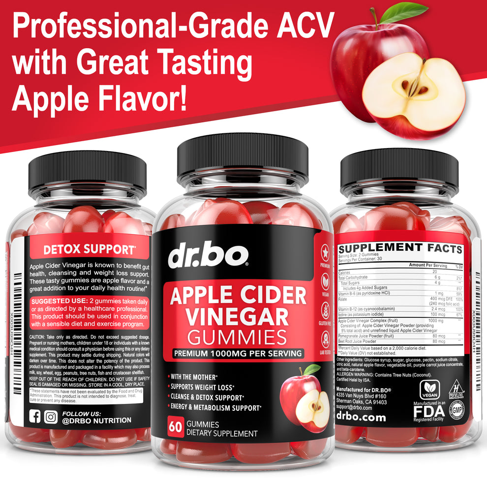 Dr. Bo Apple Cider Vinegar 1000mg-(60 Gummies) - Image 3