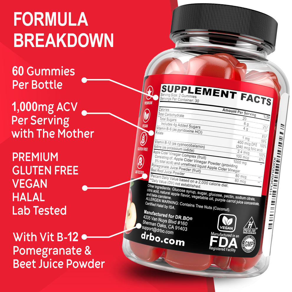 Dr. Bo Apple Cider Vinegar 1000mg-(60 Gummies) - Image 2