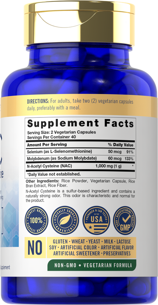 Carlyle NAC Supplement N-Acetyl Cysteine 1000mg -(80 Capsules) - Image 2