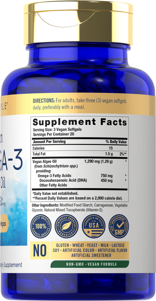 Carlyle Vegan Omega-3 Algae Oil 1290mg-(60 Softgels) - Image 2