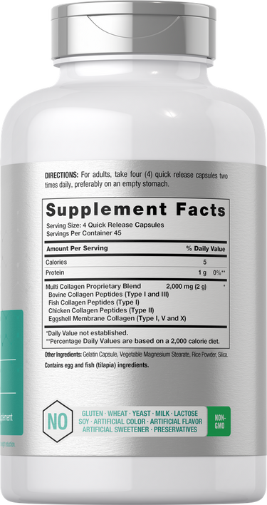 Horbaach Multi Collagen Protein 2000mg per Serving-(180 Capsules) - Image 2