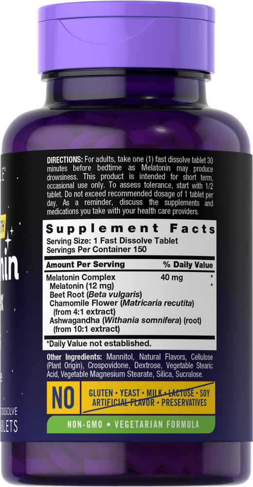 Carlyle Melatonin 40mg Complex Fast Dissolve -(150 Tablets) - Image 2