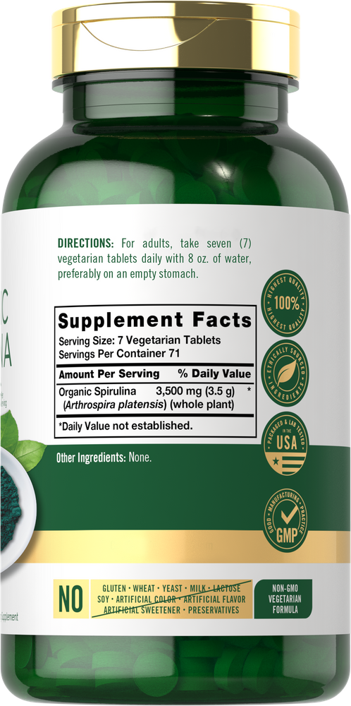 Carlyle Organic Spirulina Tablets 3500mg-(500 Tablet) - Image 2