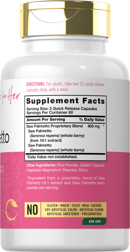 Carlyle Saw Palmetto for Women 900mg –(120 Capsules) - Image 2