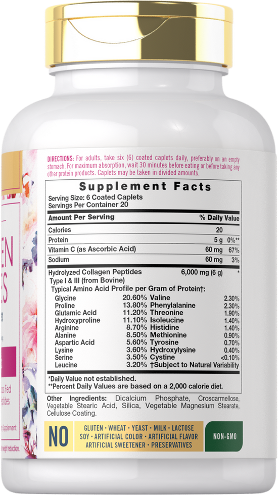 Carlyle Collagen Peptides with Vitamin C 6000mg-(120 Caplets) - Image 2