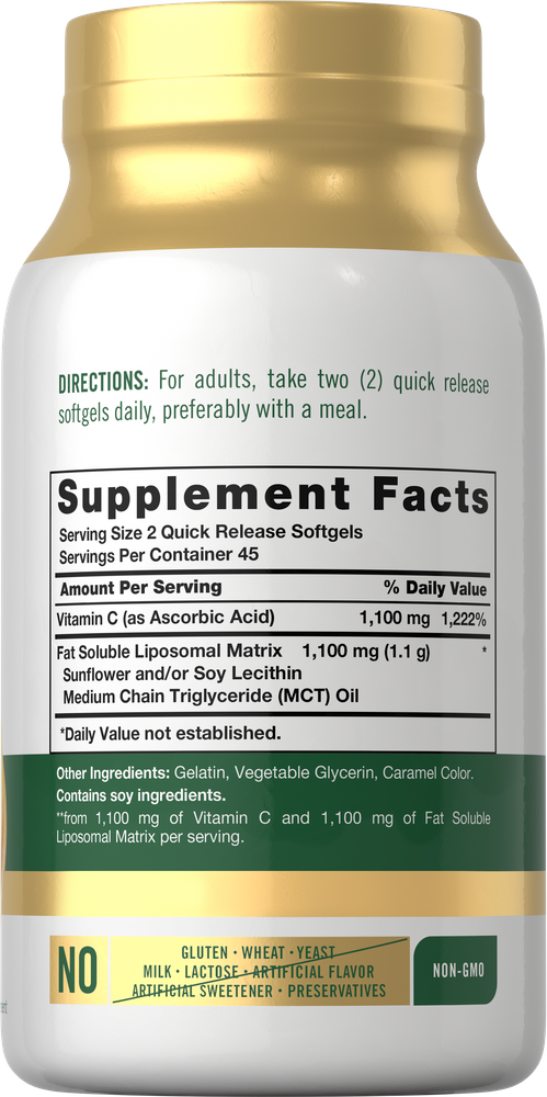Carlyle Liposomal Vitamin C 2200mg -(90 Softgels) - Image 3