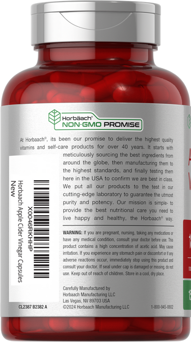 Horbaach Apple Cider Vinegar 1800mg per Serving-(150 Capsules) - Image 3