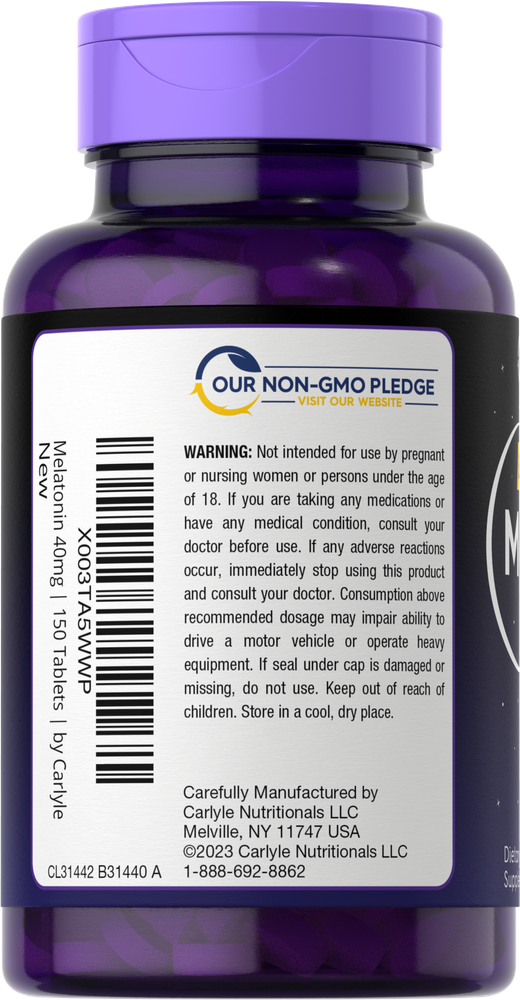 Carlyle Melatonin 40mg Complex Fast Dissolve -(150 Tablets) - Image 3