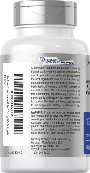 Horbaach Astaxanthin 10mg Per Serving-(60 Softgels) - Image 3