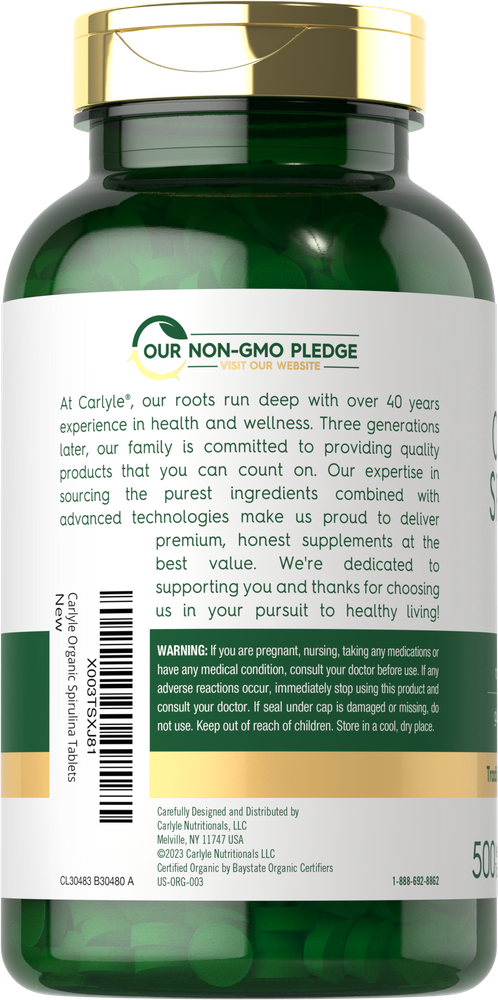Carlyle Organic Spirulina Tablets 3500mg-(500 Tablet) - Image 3