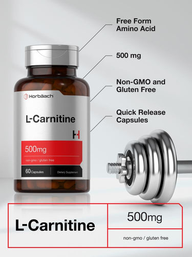 Horbaach L-Carnitine 500mg-(60 Capsules) - Image 3