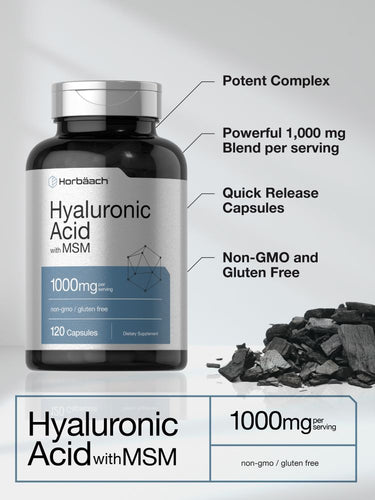 Horbaach Hyaluronic Acid with MSM 1000mg-(120 Capsules) - Image 3