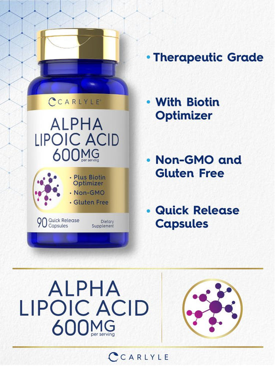 Carlyle Alpha Lipoic Acid 600mg Plus Biotin Optimizer -(90 Capsules) - Image 3