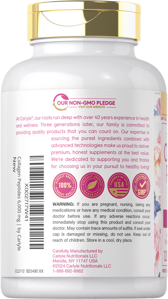 Carlyle Collagen Peptides with Vitamin C 6000mg-(120 Caplets) - Image 3