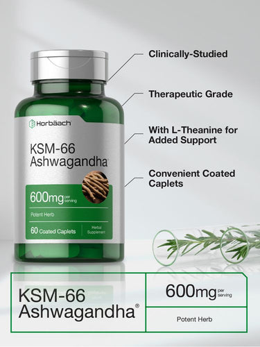 Horbaach KSM-66 Ashwagandha 600mg per serving-(60 Caplets) - Image 3