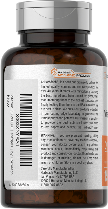 Horbaach Vitamin D-3 2000IU-(150 Softgels) - Image 3
