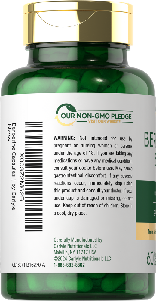 Carlyle Berberine HCL Supplement 500,000mcg-(60 Capsules) - Image 3