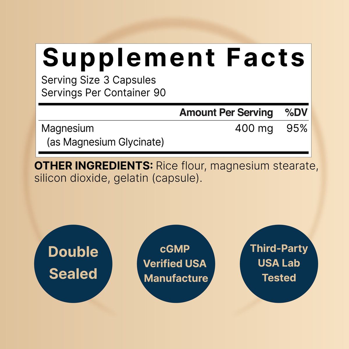 Naturebell Extra Strength Magnesium Glycinate 400mg – (270 Capsules) - Image 2