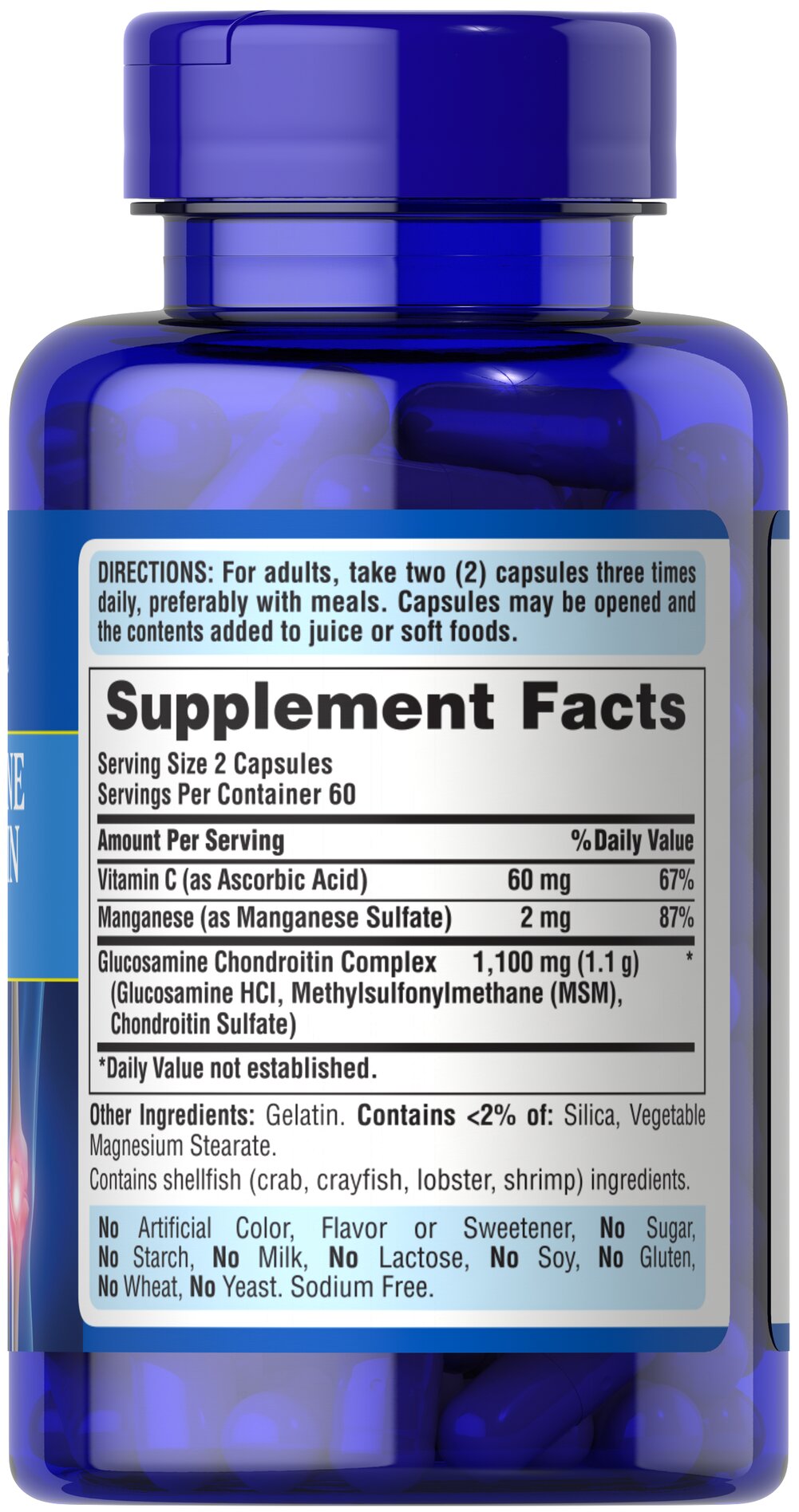 Puritan’s Pride Glucosamine Chondroitin Complex -(120 Capsules) - Image 2