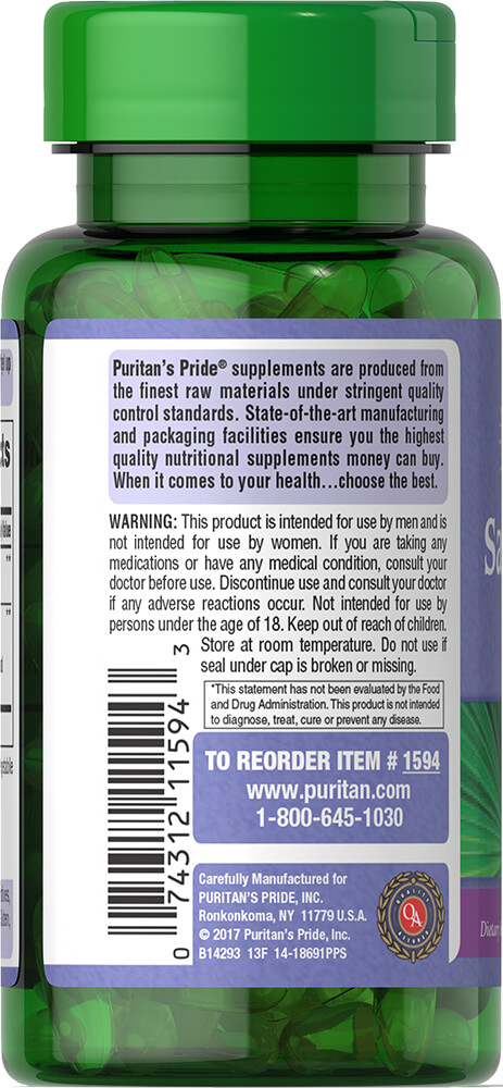 Puritan’s Pride Saw Palmetto450mg (90 Capsules) - Image 3