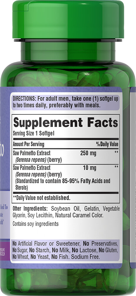 Puritan’s Pride Saw Palmetto450mg (90 Capsules) - Image 2