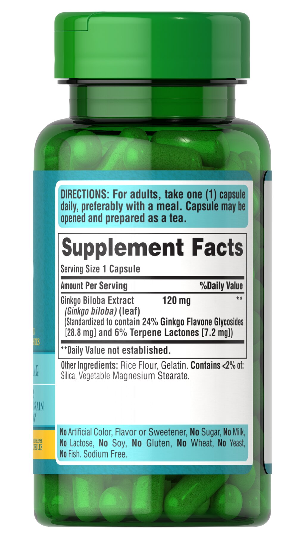 Puritan’s Pride Ginkgo Biloba 120mg- (100 capsules) - Image 2