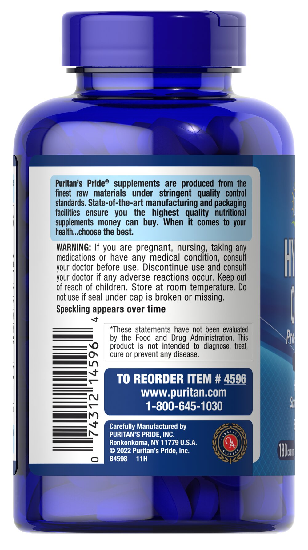 Puritan's Pride Hydrolyzed Collagen - (180 Caplets) - Image 2