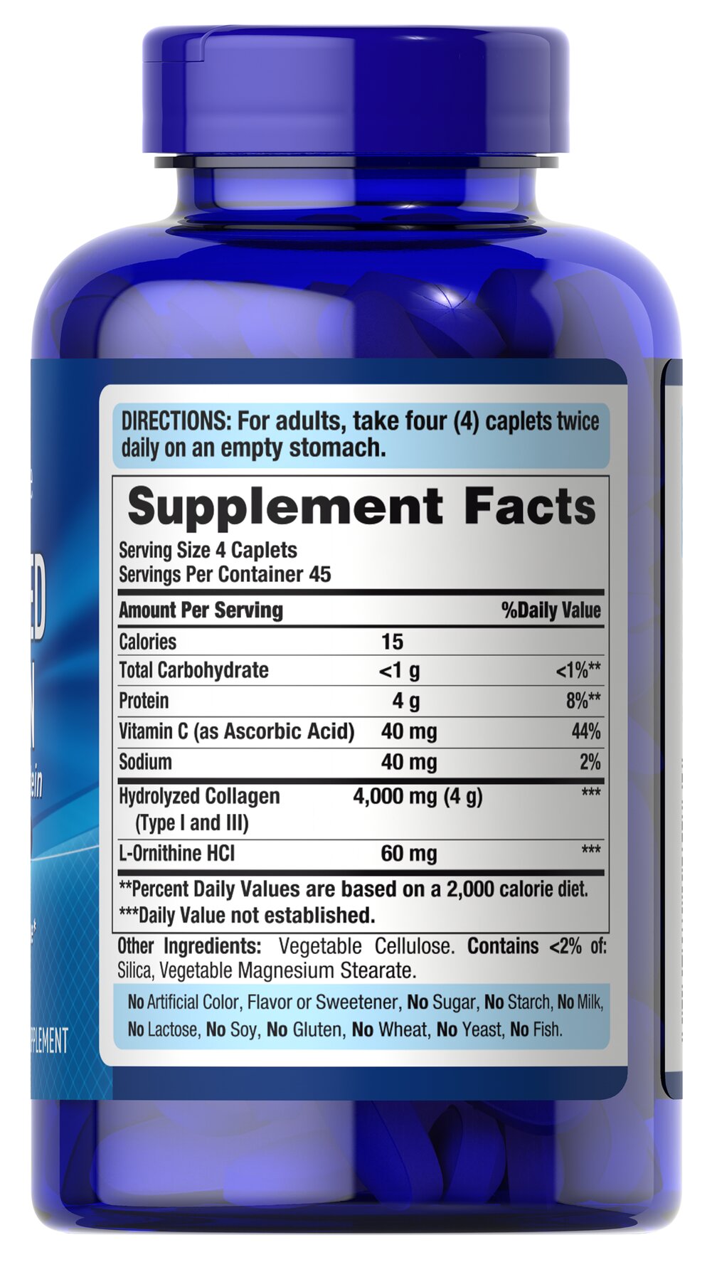 Puritan's Pride Hydrolyzed Collagen - (180 Caplets) - Image 3
