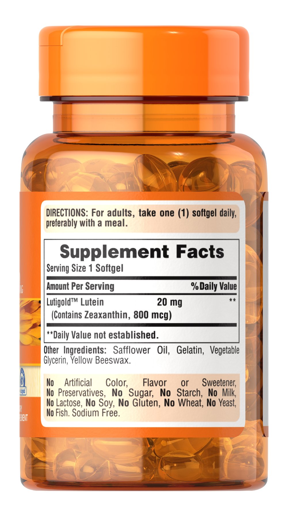 Puritan's Pride Premium Lutigold Lutein 20mg (120 Softgels) - Image 2