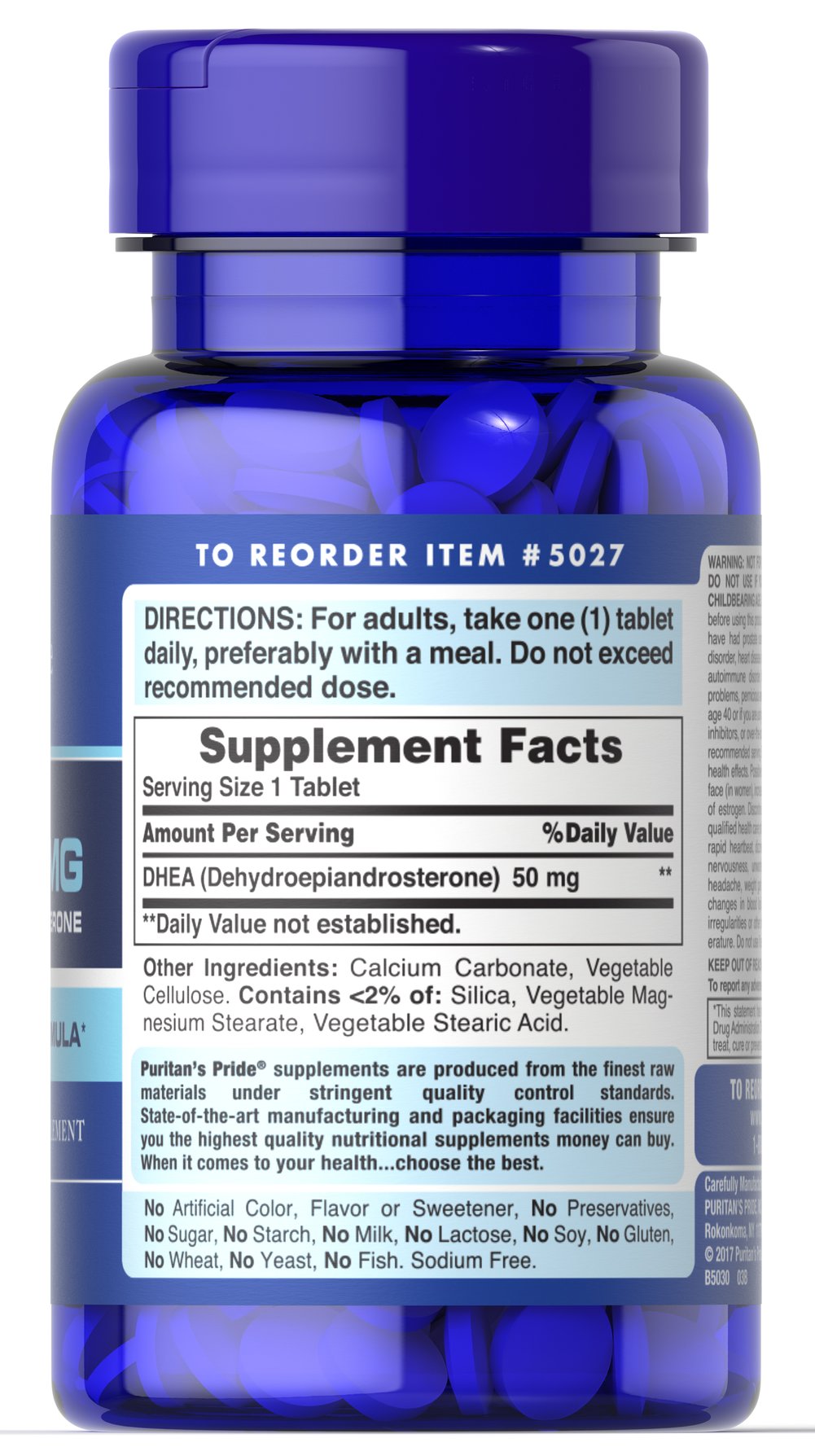 Puritan’s Pride DHEA (50 mg) – (100 tablets) - Image 2