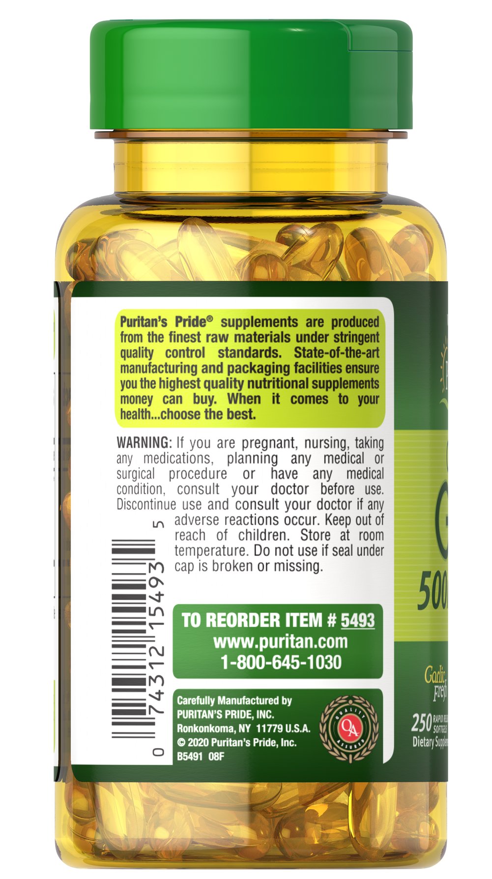Puritan's Pride Odorless Garlic (250 Softgels) - Image 3