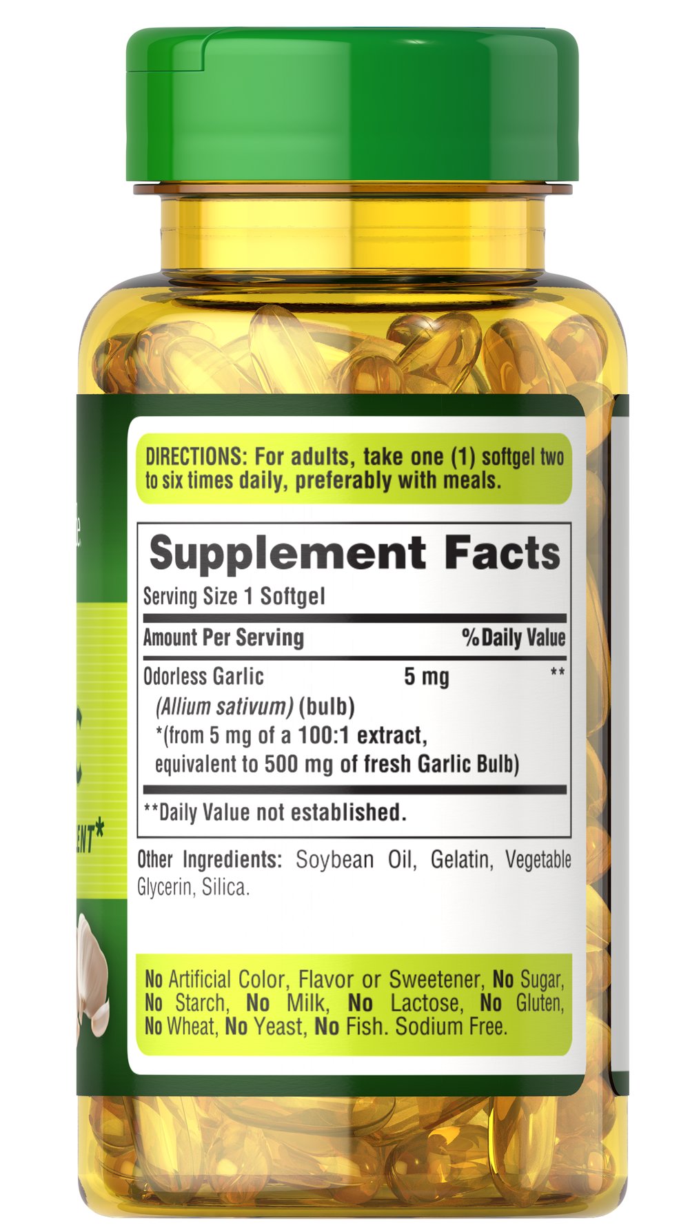 Puritan's Pride Odorless Garlic (250 Softgels) - Image 2