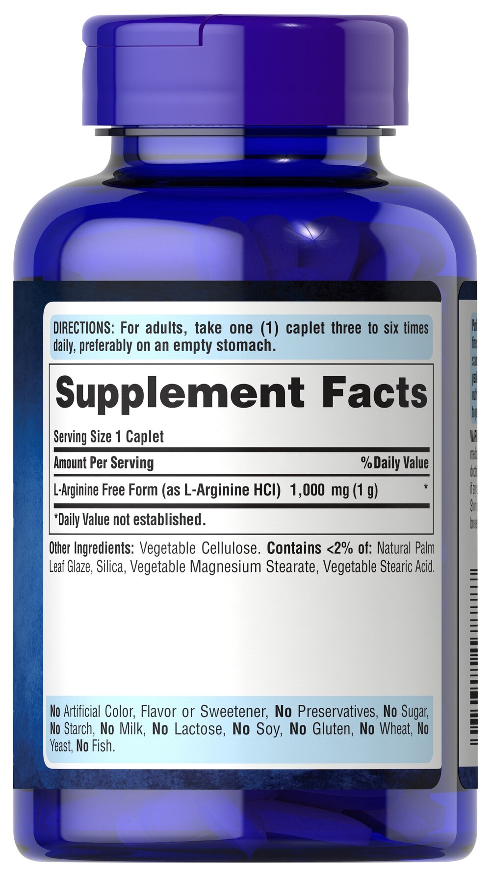 Puritan’s Pride L-Arginine 1000 mg (100 Capsules) - Image 2
