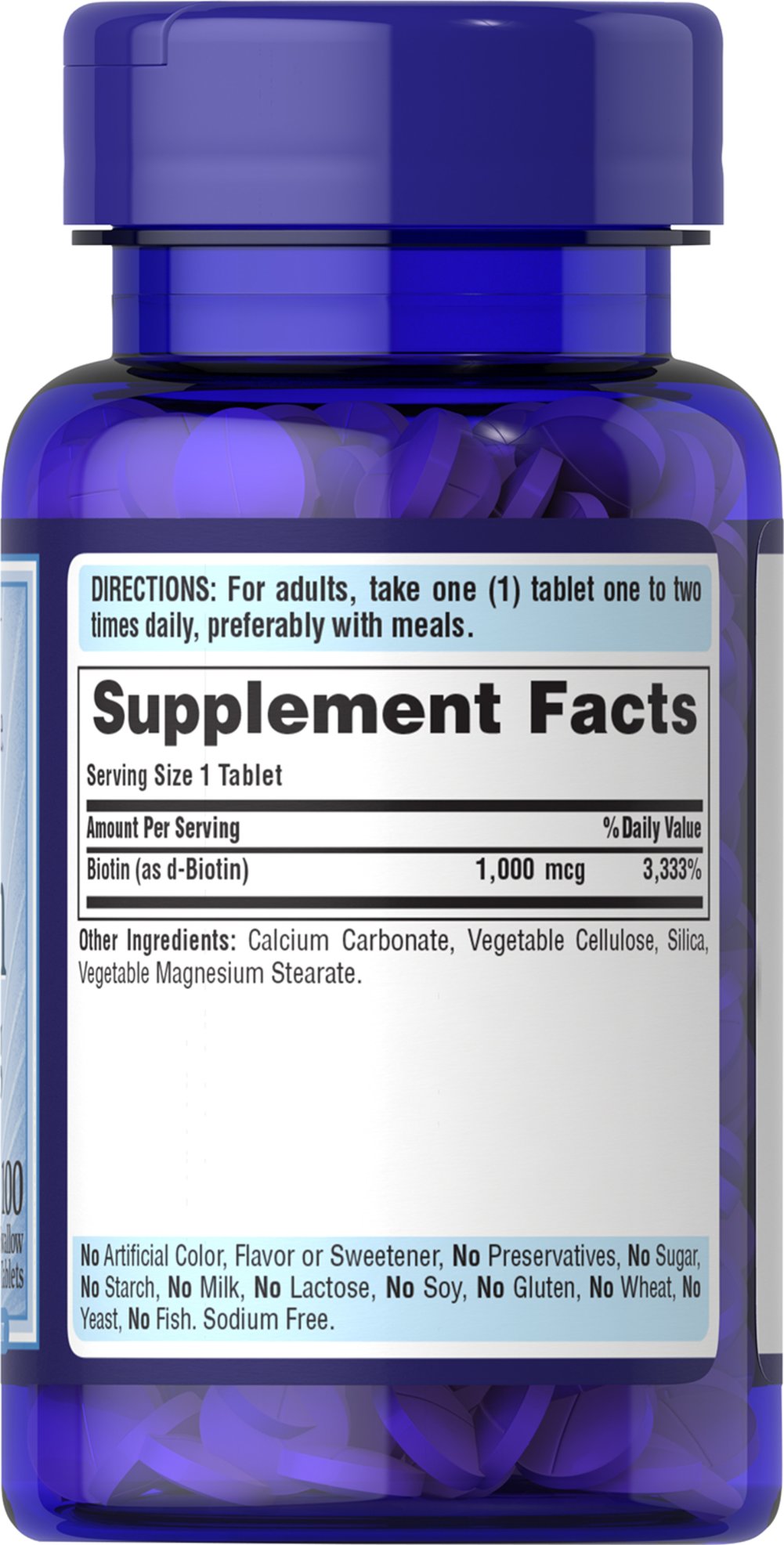 Puritan’s Pride Biotin 1000 mcg - (100 counts) - Image 2