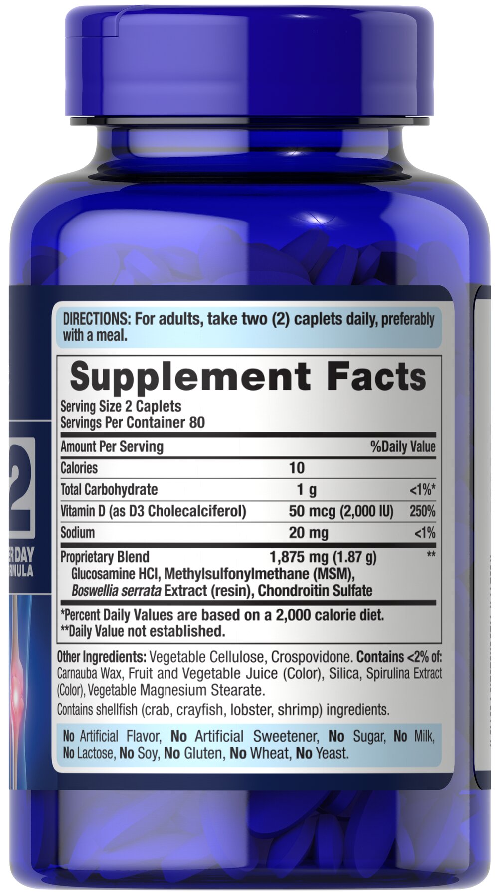 Puritan’s Pride Advanced Glucosamine (80 Coated Tablets) - Image 3