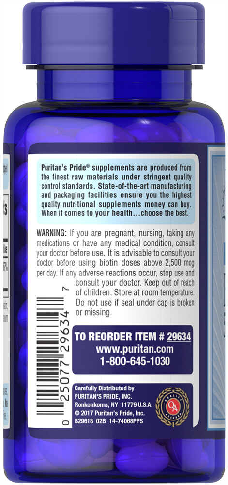 Puritan's Pride Biotin 5000mcg (60 counts) - Image 3
