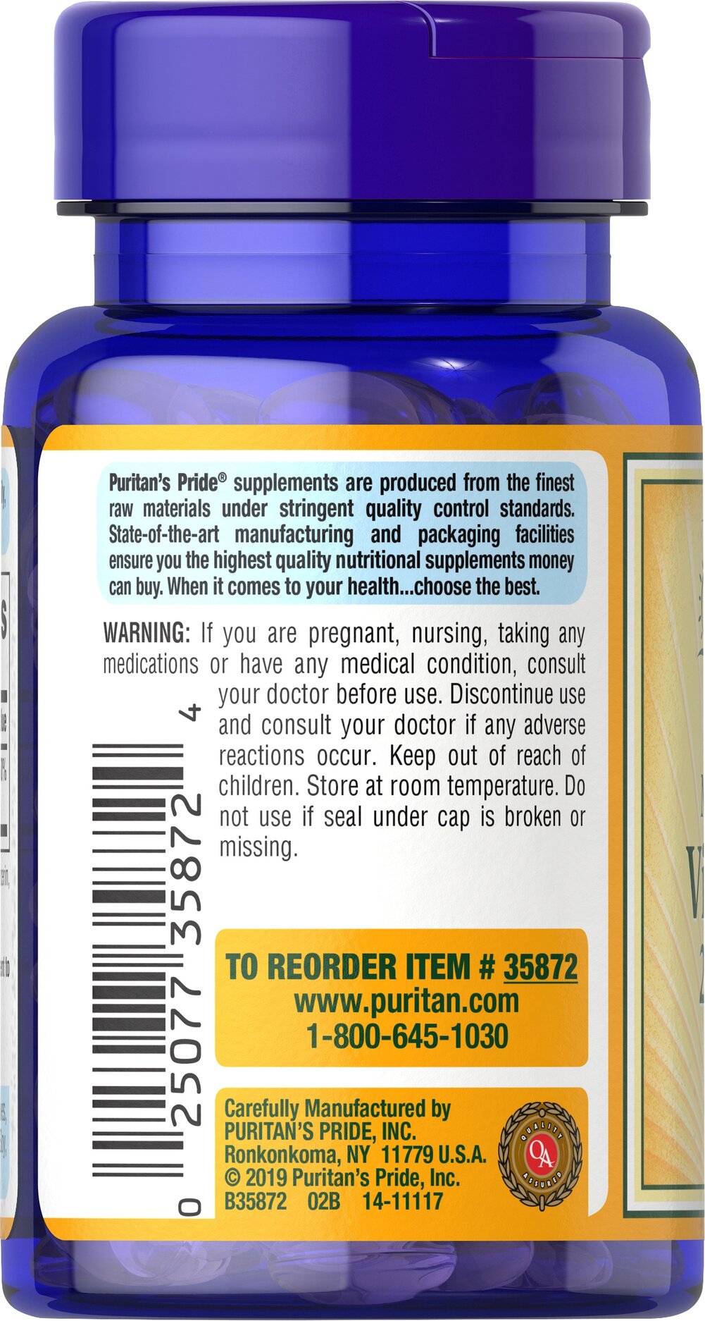 Puritan’s Pride Vitamin D3 (10,000 IU) – (100 softgels) - Image 2