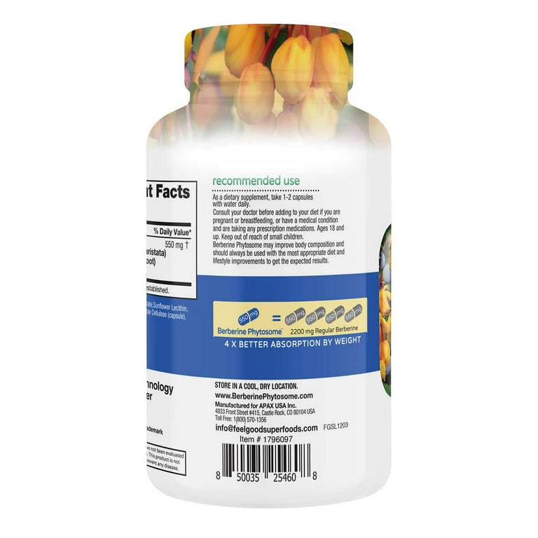 Feel Good Superfoods Berberine Phytosome (120 Vegan Capsules) - Image 3