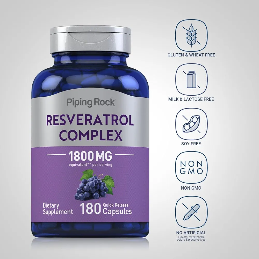 Piping Rock Resveratrol complex - (180 Capsules) - Image 3