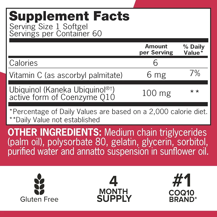 Qunol Ubiquinol CoQ10 100mg (60 Softgels) - Image 2