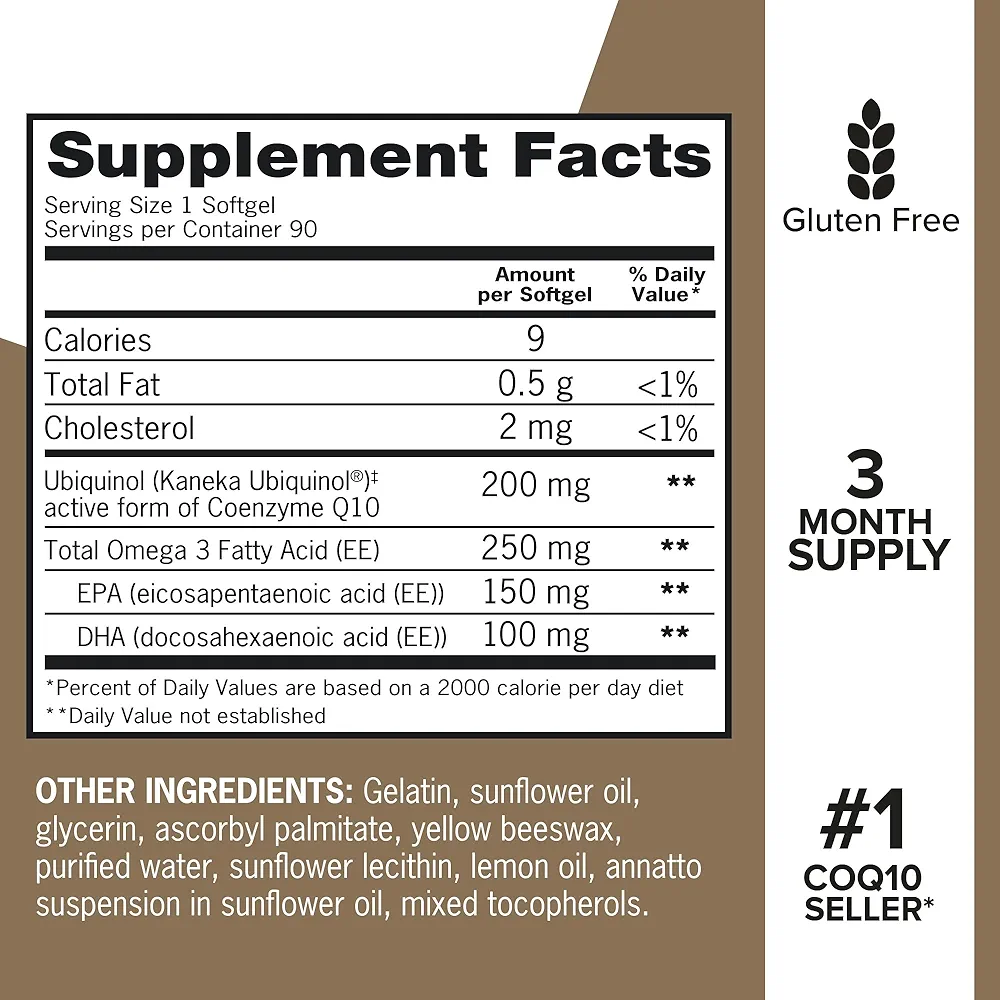 Qunol Plus Ubiquinol 250mg- (90 Softgels) - Image 2