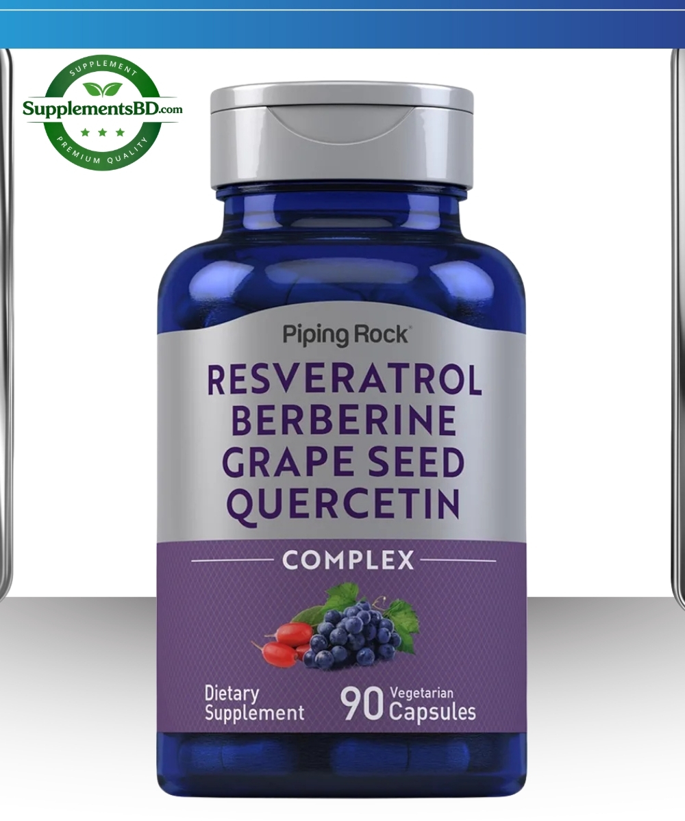 Piping Rock Resveratrol Berberine Grape Seed & Quercetin Complex (90 Capsules)