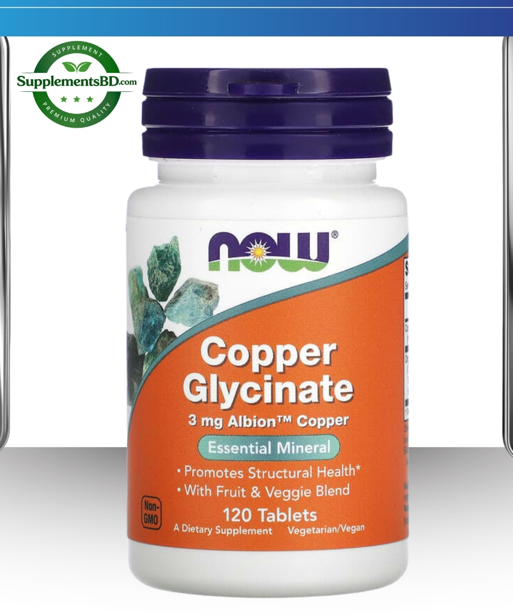 NOW Foods Copper Glycinate 3mg - (120 Tablets)