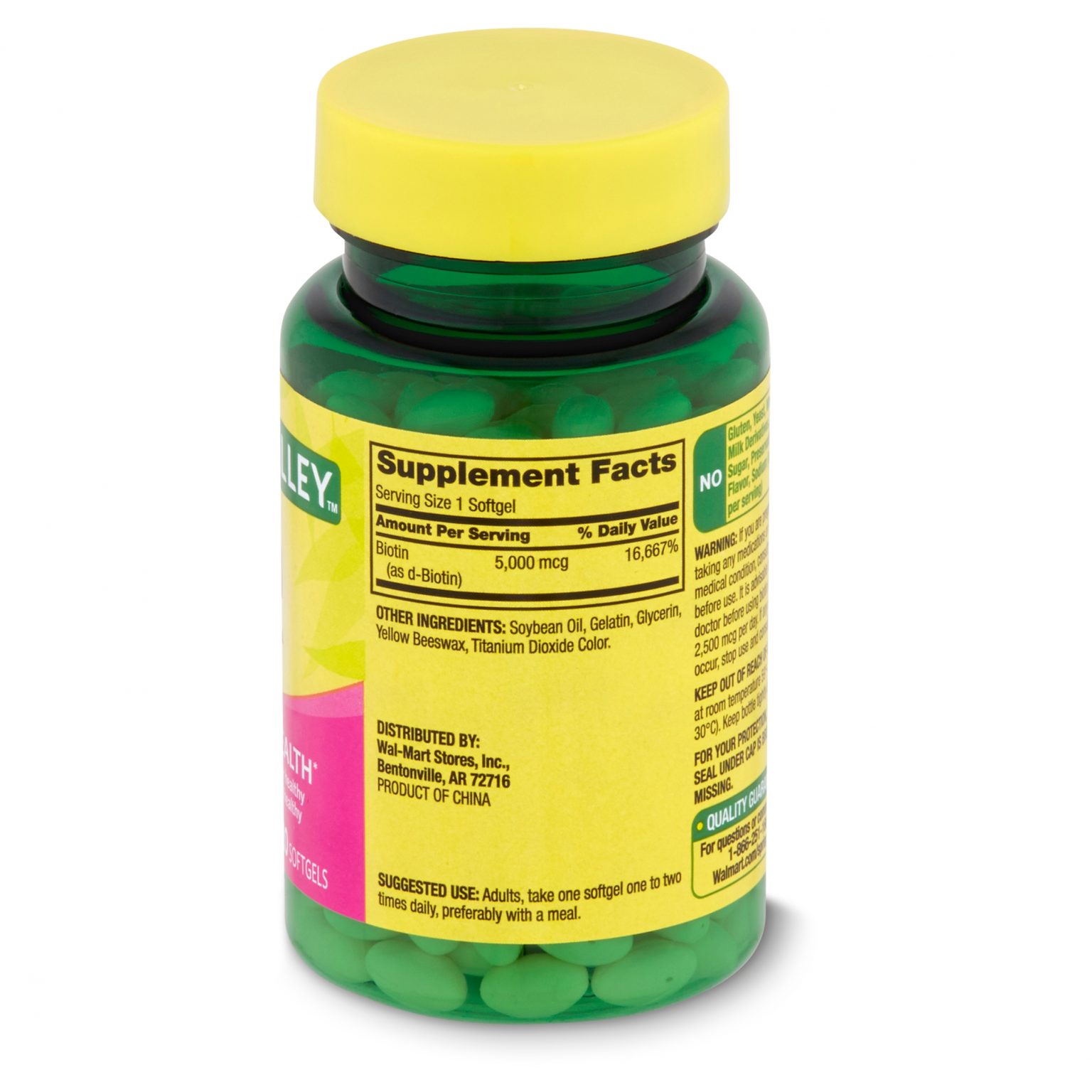 Spring Valley Biotin (5,000 mcg) – (120 Softgels) - Image 2