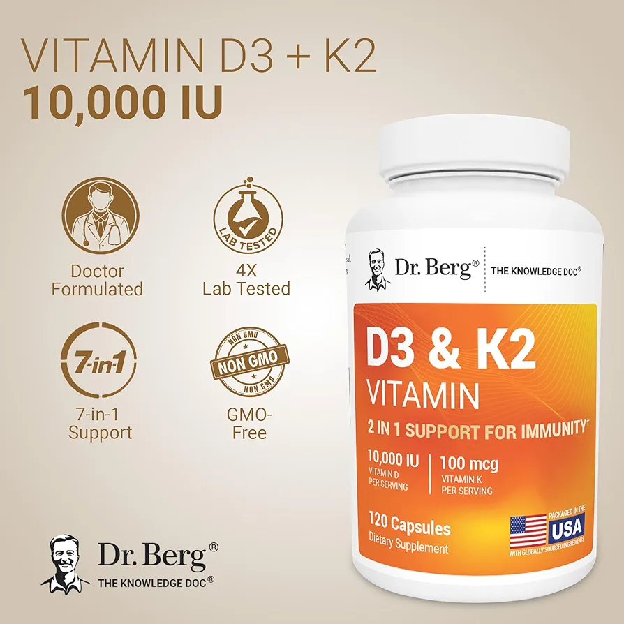 Dr. Berg Vitamin D3 K2 10,000 IU (120 Capsules) - Image 3