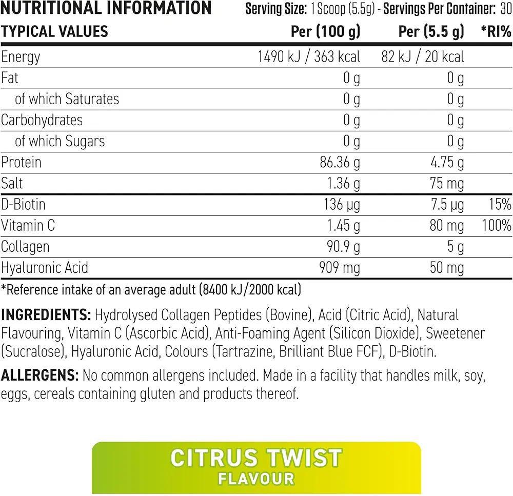 Applied Nutrition Collagen Powder Citrus Twist Flavour 165g - (30 Servings) - Image 2