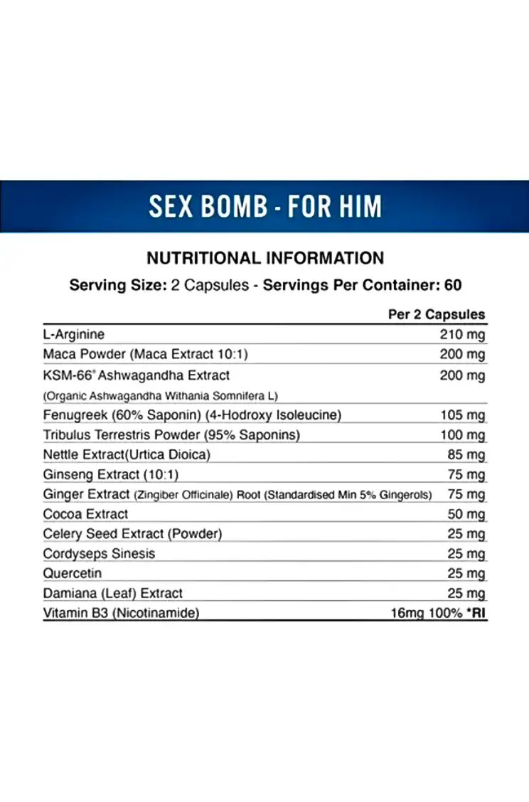 Applied Nutrition Sex Bomb Male Libido Enhancer (120 Capsules) - Image 2