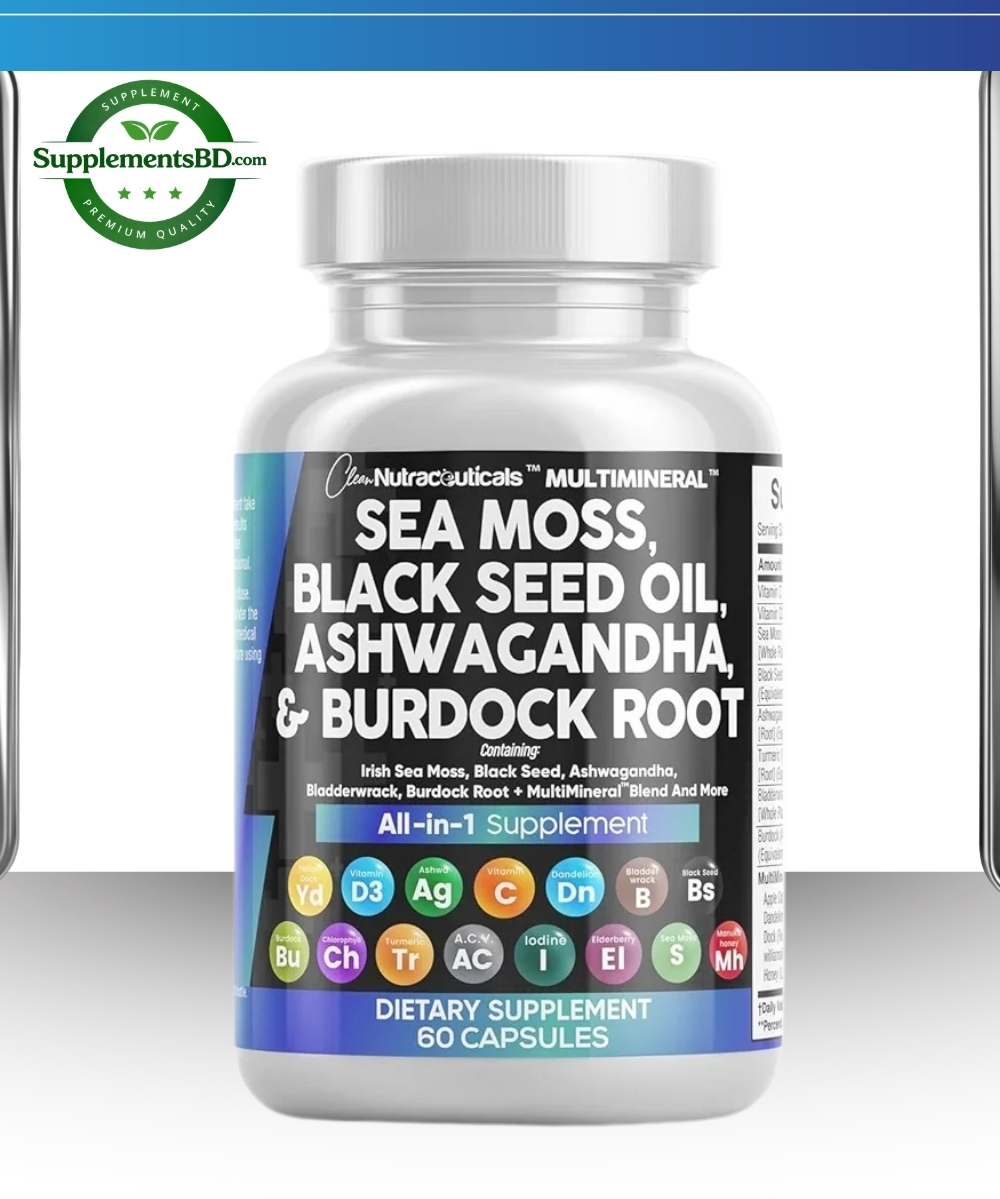 SEA MOSS, BLACK SEED OIL, ASHWAGANDHA, BURDOCK ROOT (60Capsule)