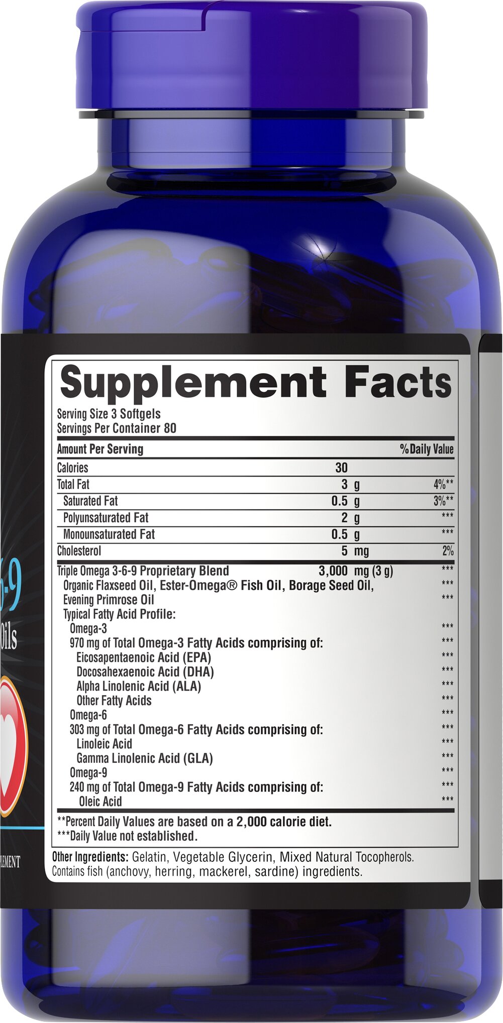 Puritan’s Pride Triple Action Omega 3-6-9(240 Softgel) - Image 2